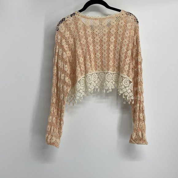 Free People Pink and White Crochet Crop Top - Picture 9 of 16